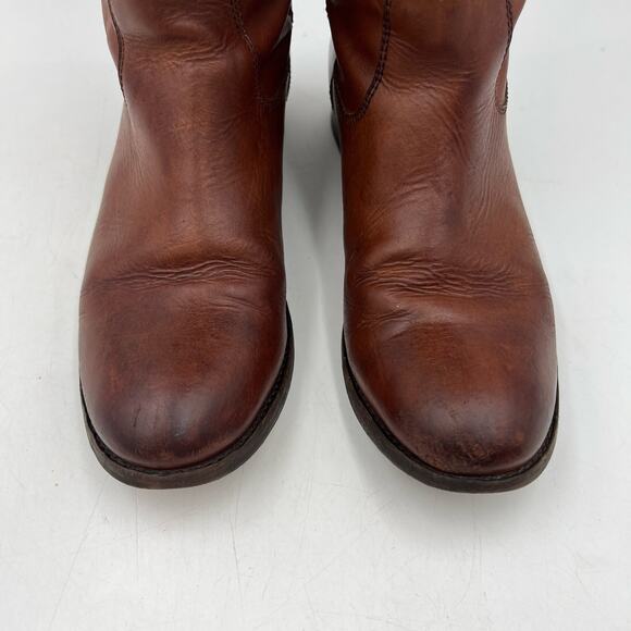 Frye Cox Knee High Leather Boots Cognac Brown Tall Equestrian - Picture 2 of 10